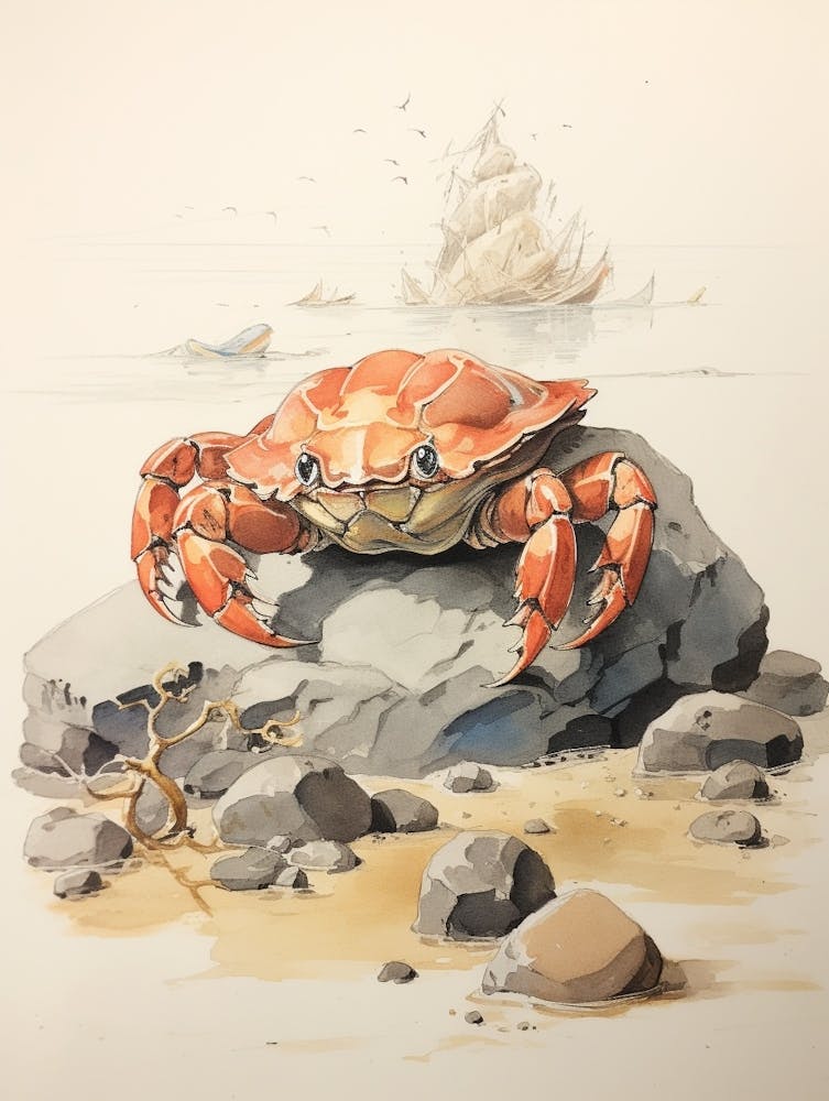 Storybook Animal Watercolour Crab 1