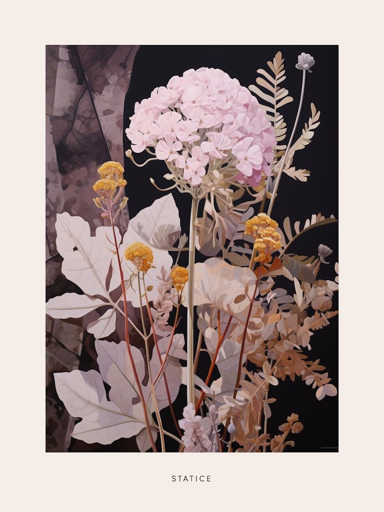 Flower Illustration Statice 2 Poster