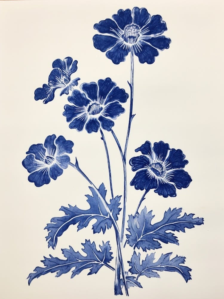 Blue Botanical Cineraria 1