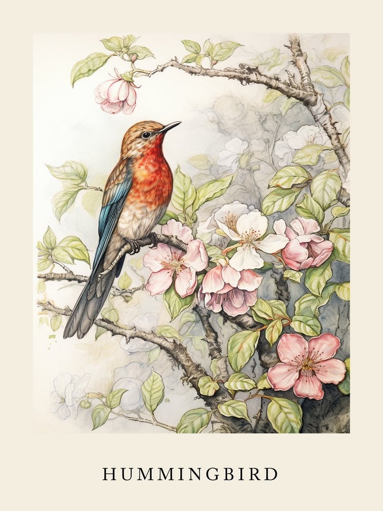 Beatrix Potter Inspired  Animal Watercolour Hummingbird