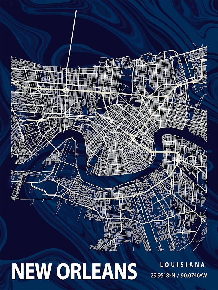 New Orleans Crocus Marble Map