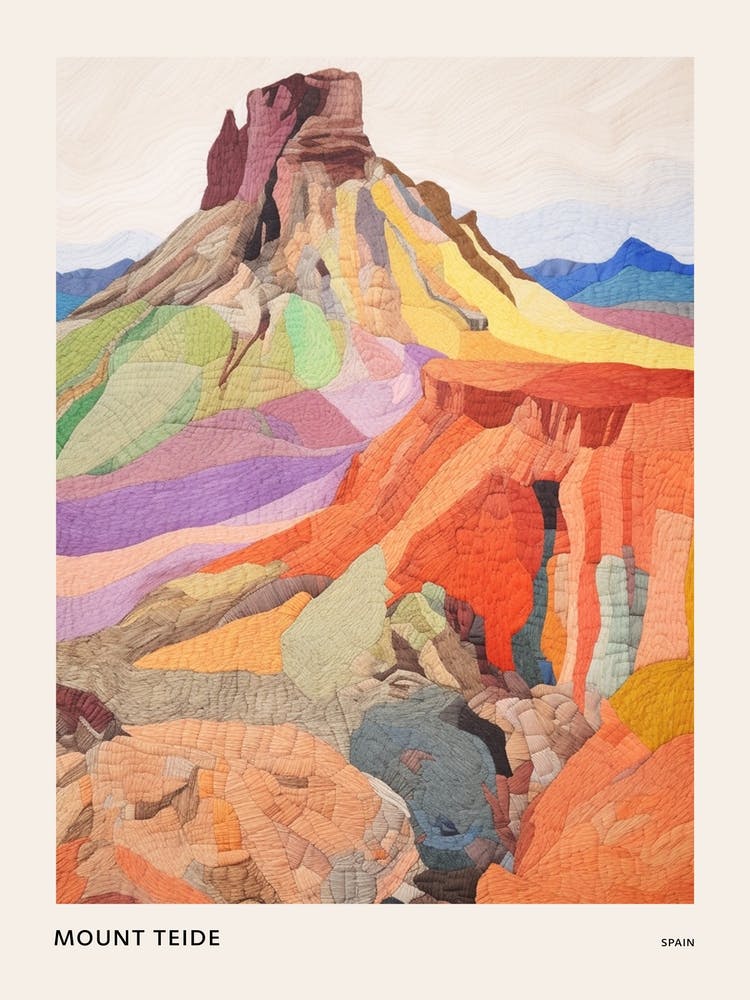 Mount Teide Spain 3 Colourful Mountain Illustration Poster