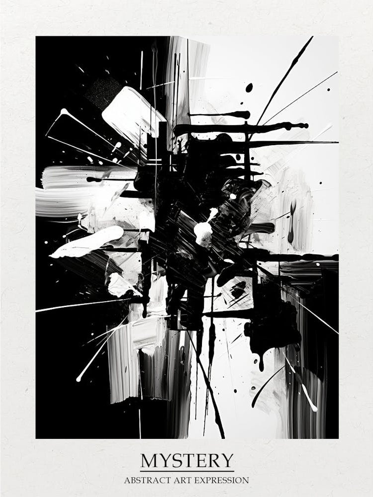 Mystery Abstract Black And White 3 Poster