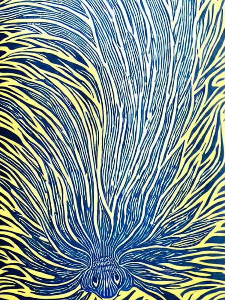 Glaucus Atlanticus (Blue Dragon) Linocut