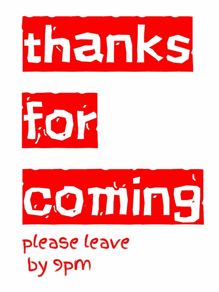 Thanks For Coming Typography Poster Red
