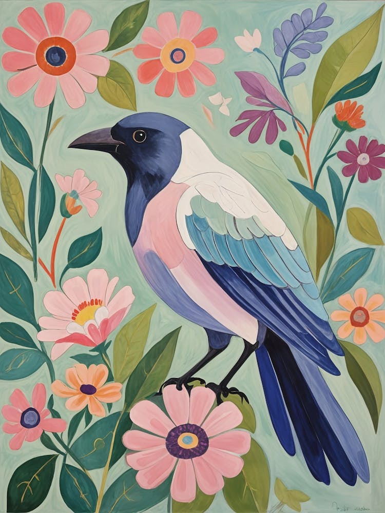 Floral Bird On A Branch