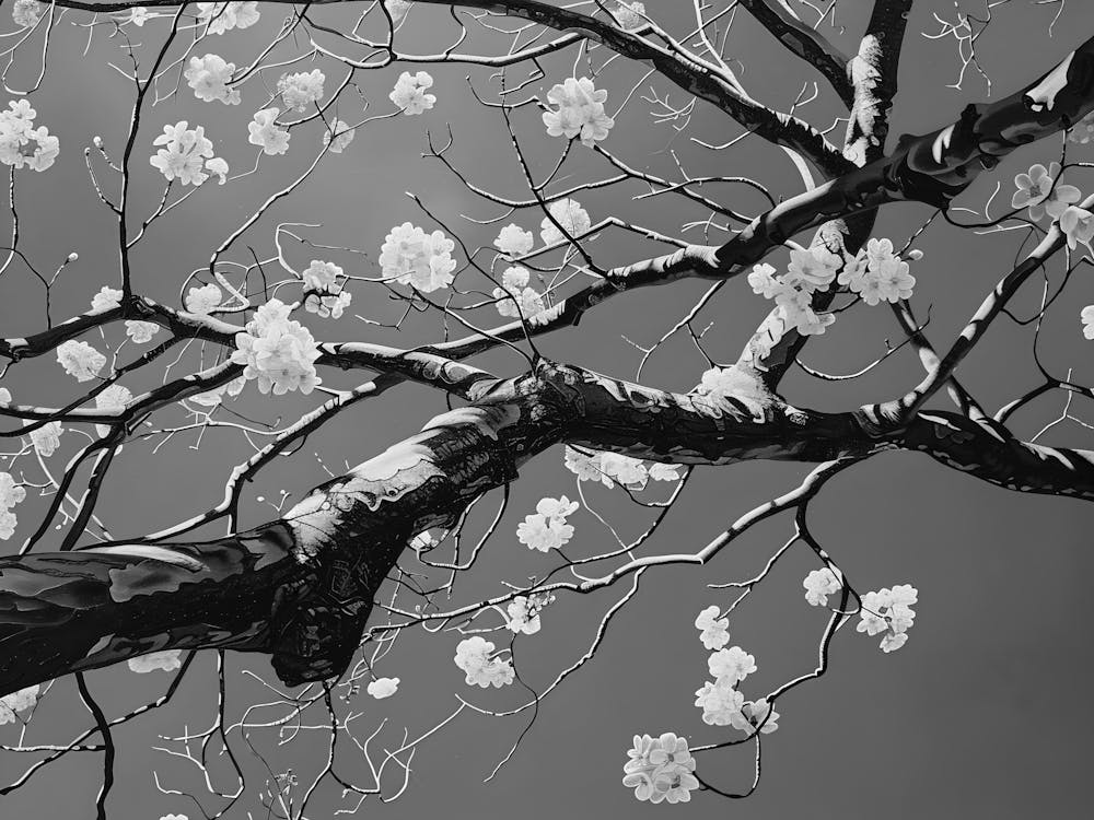 Black And White Cherry Blossoms 2
