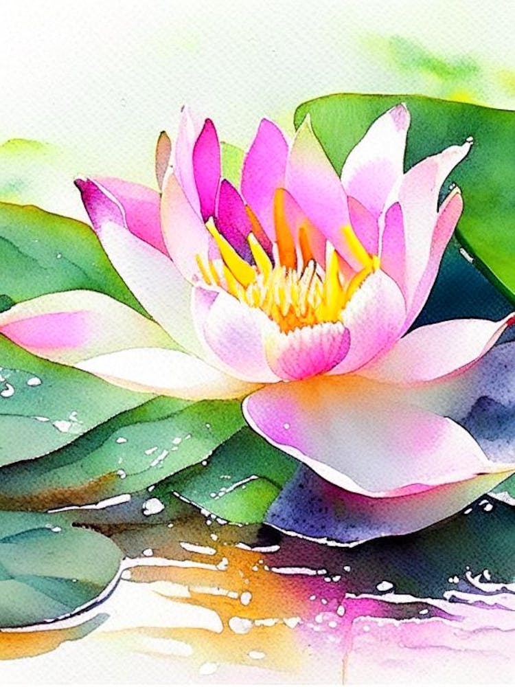 Lotus Flower In Garden Watercolour 3