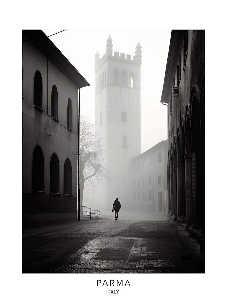 Poster Of Parma, Italy, Black And White Analogue Photography 1