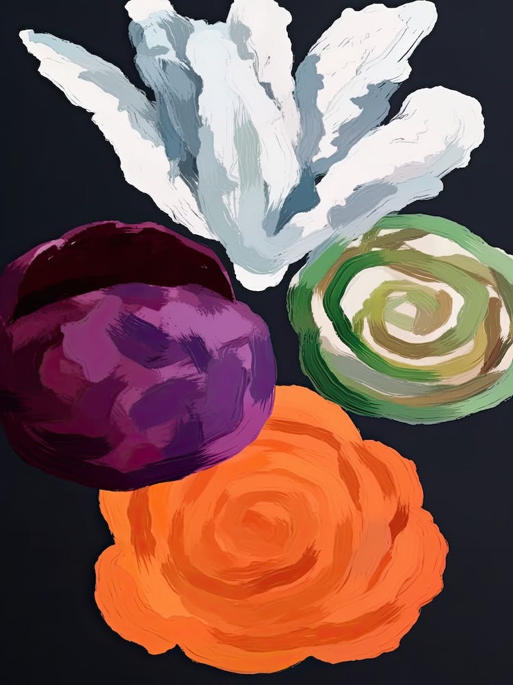 Colourful Cabbage Dark Illustration 1