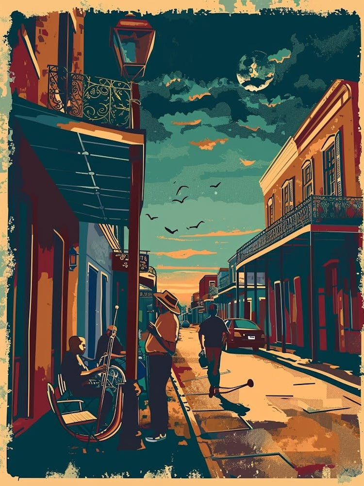 Frenchmen Street Vintage Poster 1