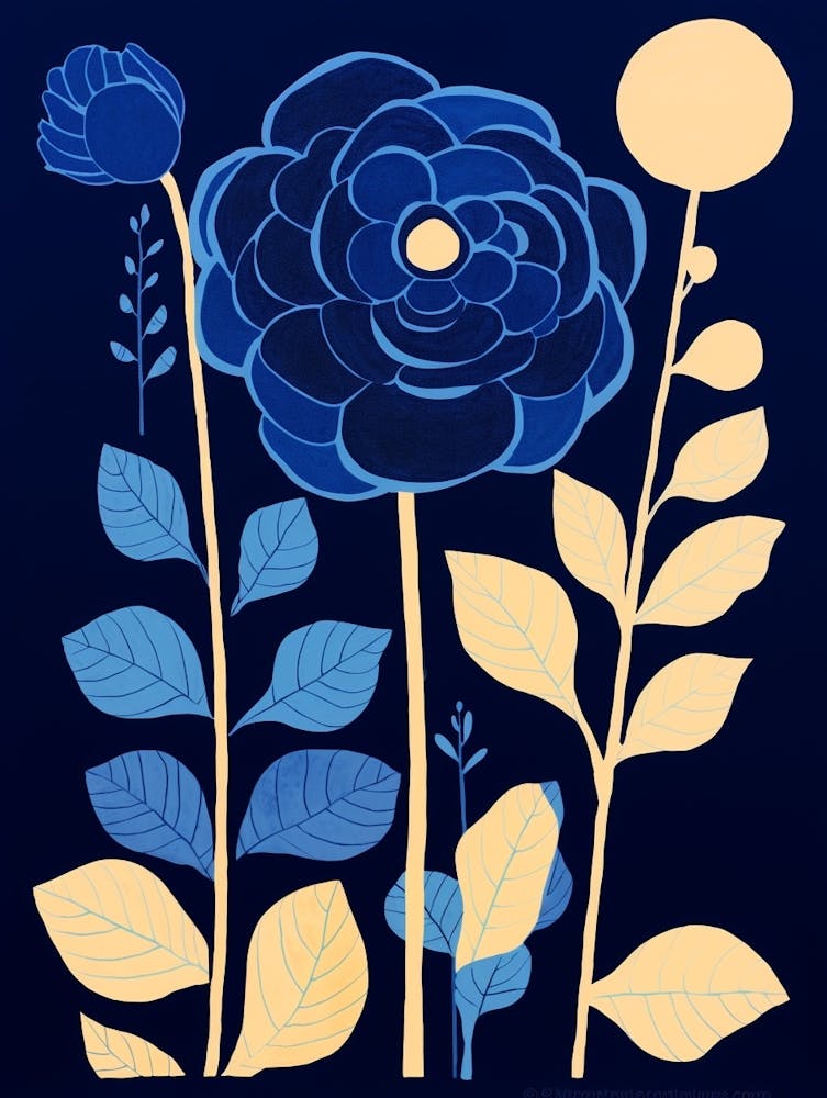 Blue Flower Illustration Ranunculus 1