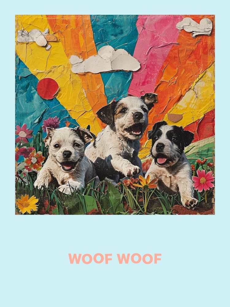 Woof Woof Puppies Rainbow Poster 2