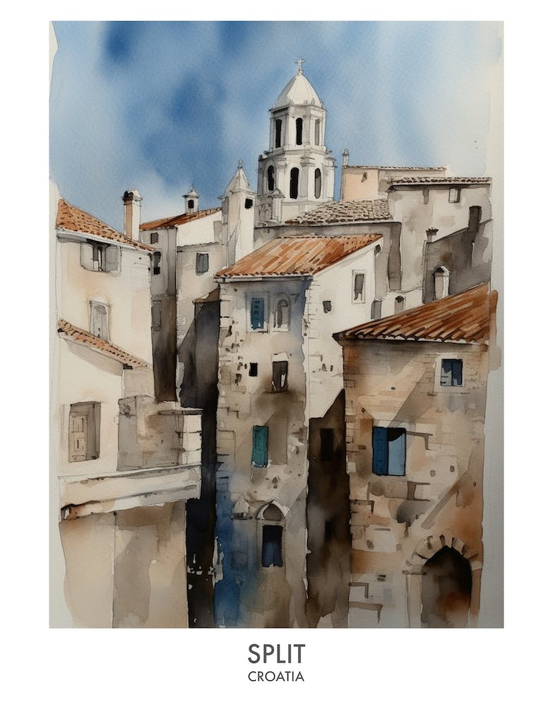 Split 2 Watercolour Travel Poster