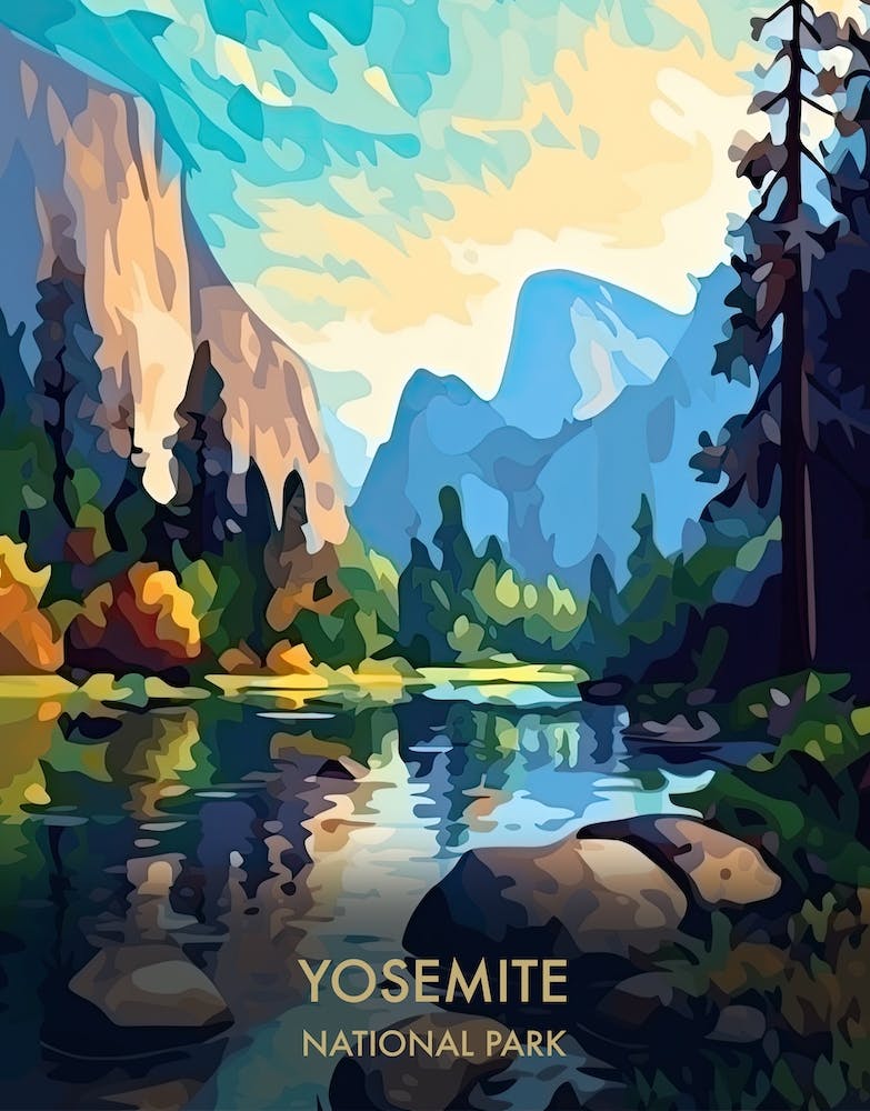 Yosemite National Park Travel Poster Illustration Style 2