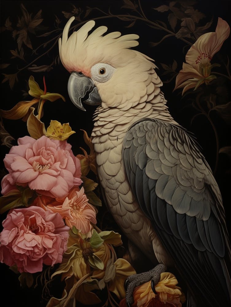 Dark And Moody Botanical Parrot 3