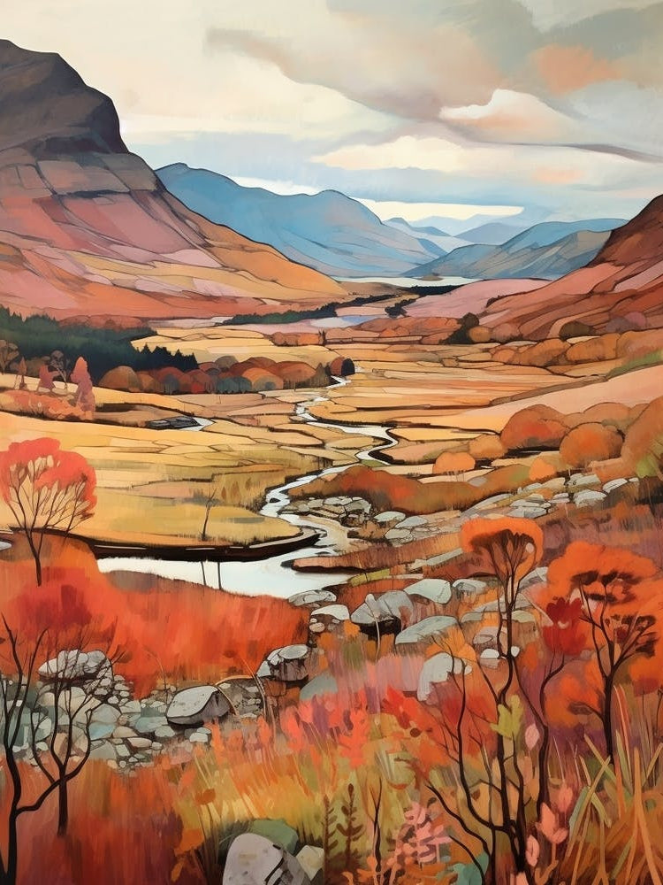 Autumn National Park Painting Lake District National Park United Kingdom 1