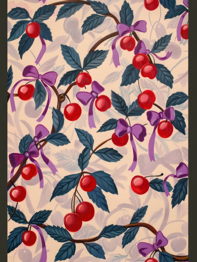 Botanical Bows And Cherries 4 Pattern