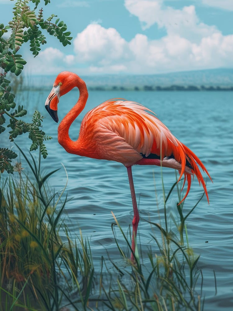 Greater Flamingo Lake Manyara Tanzania Tropical Illustration 2