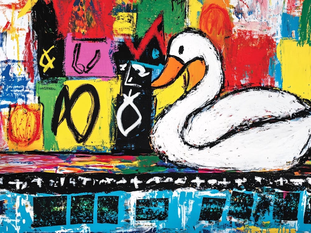 Swan Abstract 90s Oil Painting