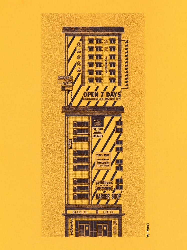 Barbershop Black On Orange Risograph