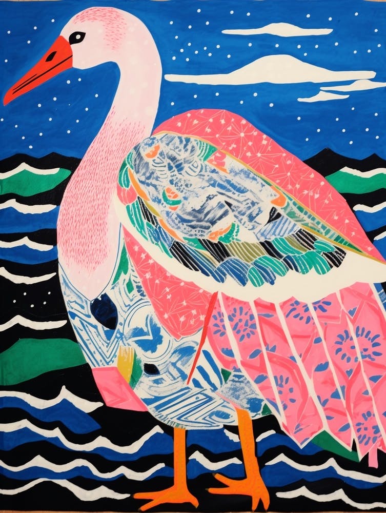 Maximalist Animal Painting Flamingo 2