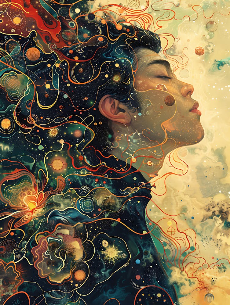 Whimsical Asian Man In Deep 2