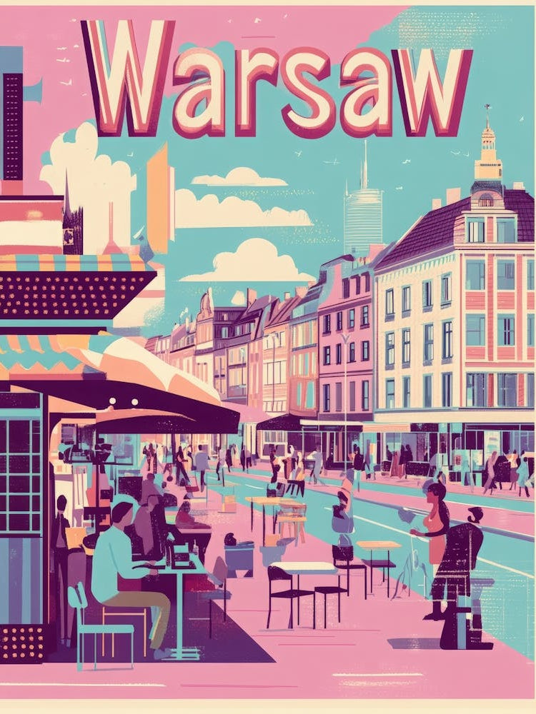 Aihrgdesign A 1970s Inspired Travel Poster For Warsaw 3