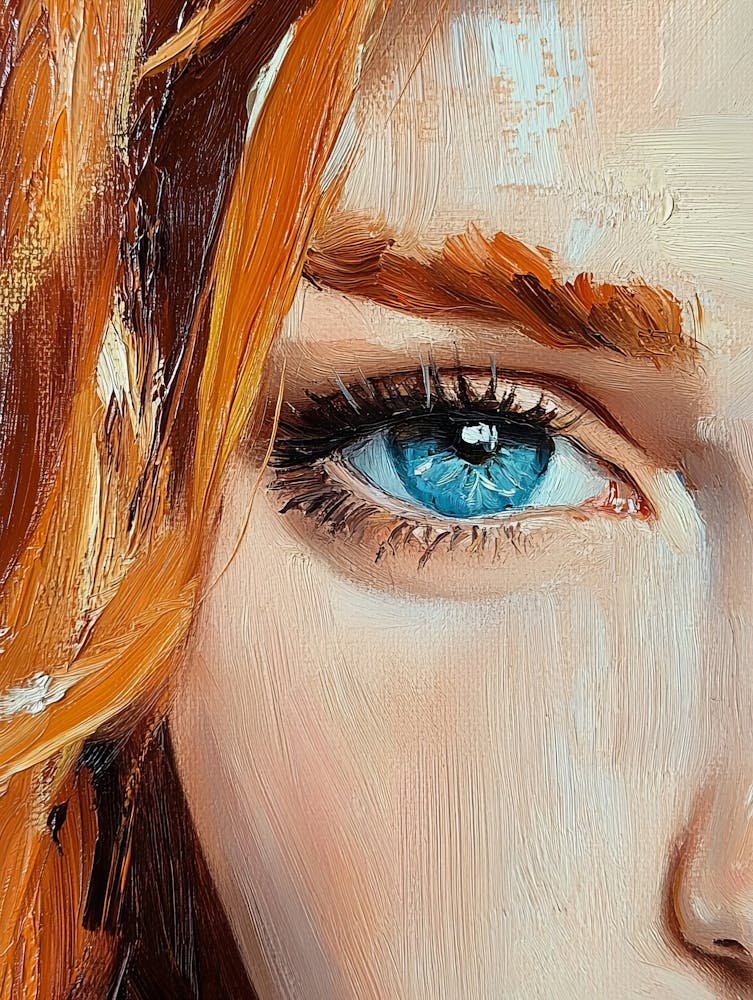 Red Haired Girl With Blue Eyes