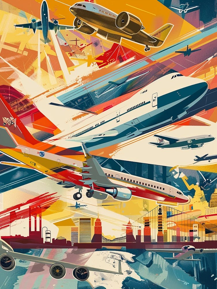 Air Space Museum New York Colourful Silkscreen Illustration 3