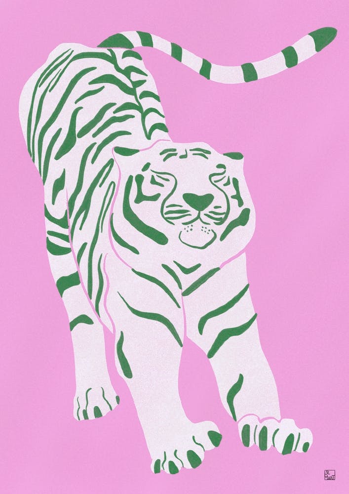 Tiger Doesnt Lose Sleep Pink And Green