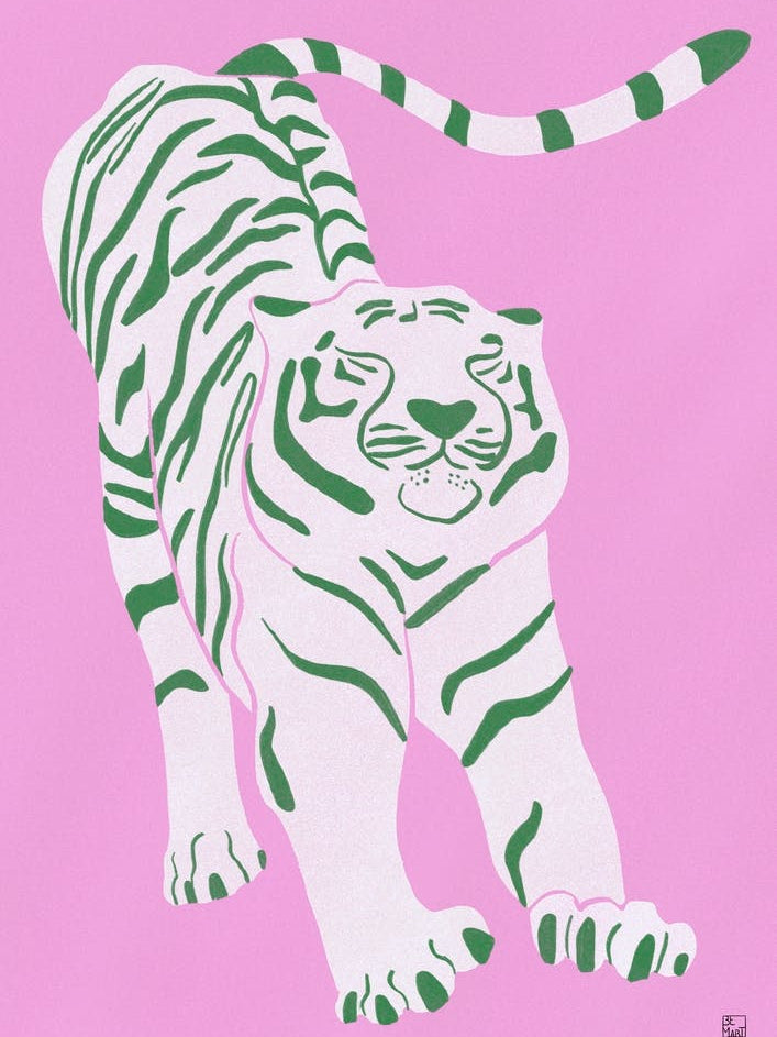Tiger Doesnt Lose Sleep Pink And Green