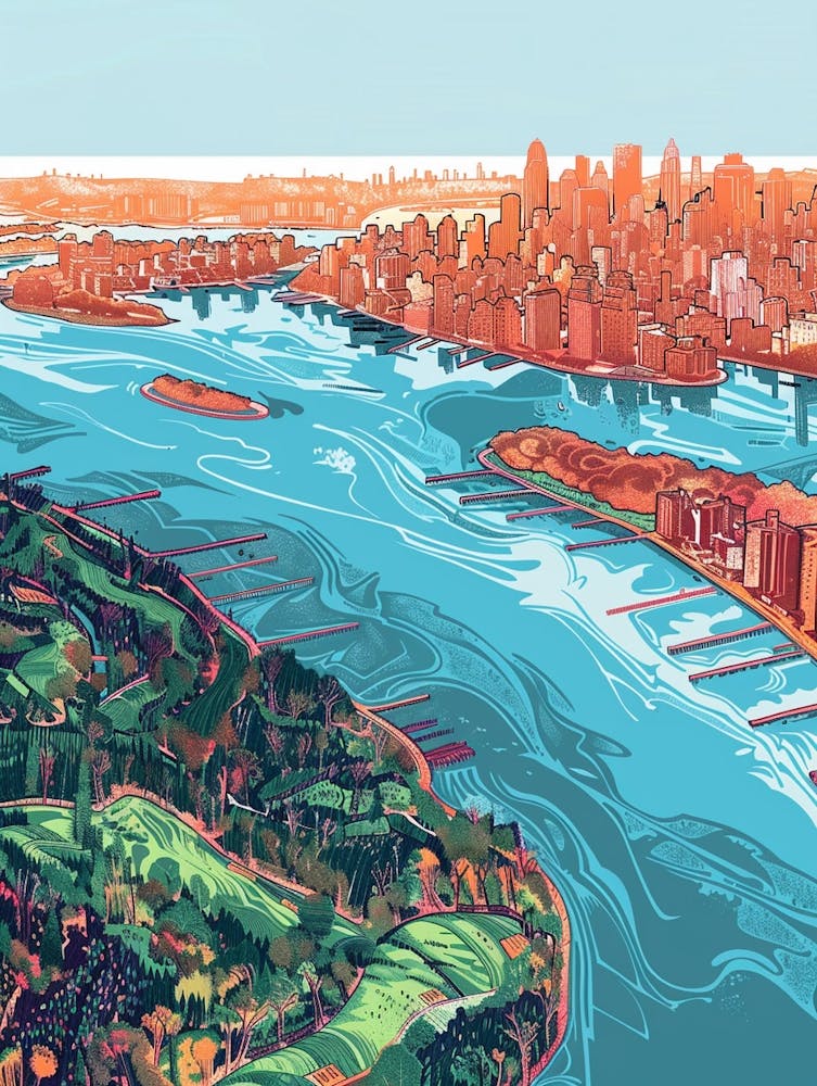 Pelham Bay New York Colourful Silkscreen Illustration 2