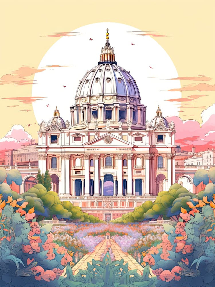 The Vatican City   Vatican City   Cute Botanical Illustration Travel 1