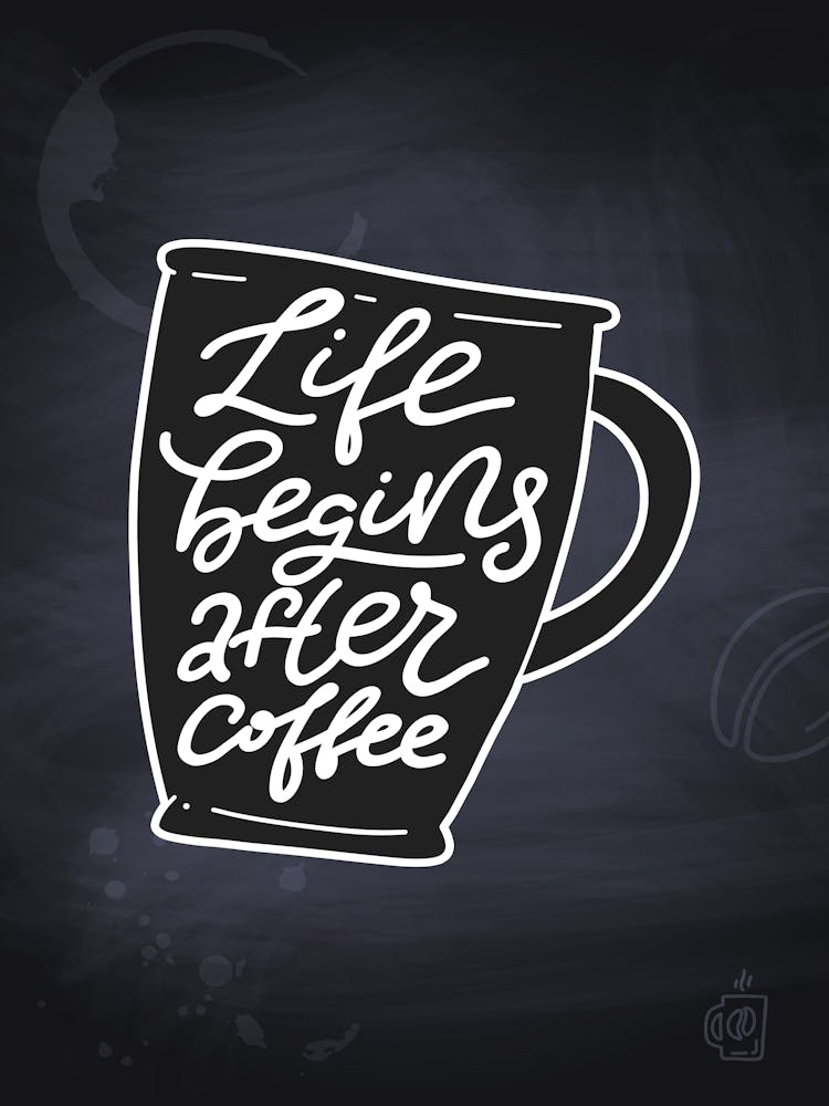 Life Begins After Coffee — Coffee poster, kitchen print, lettering