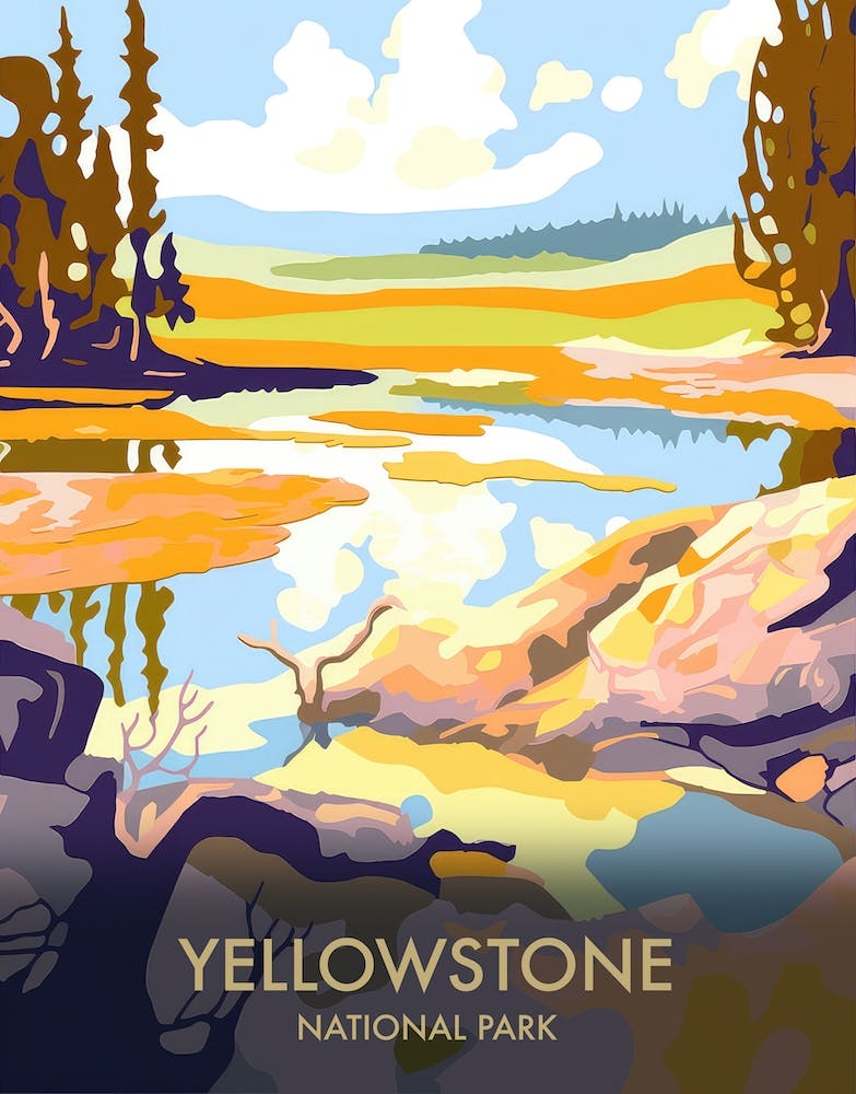 Yellowstone National Park Matisse Style Vintage Travel Poster 4