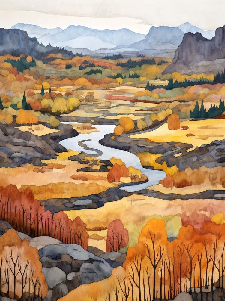 Peinture de Parc National d'Automne Thingvellir National Park Iceland 2