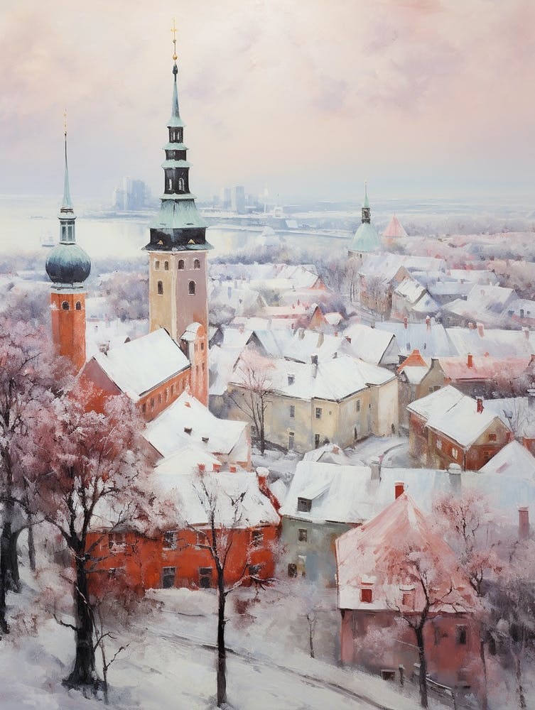 Dreamy Winter Painting Tallinn Estonia 1