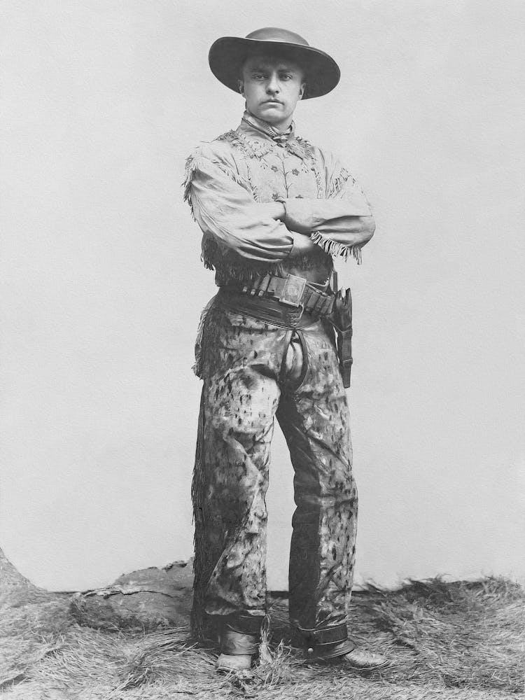 Cowboy Teddy Roosevelt Vintage Schwarz-Weiß-Foto