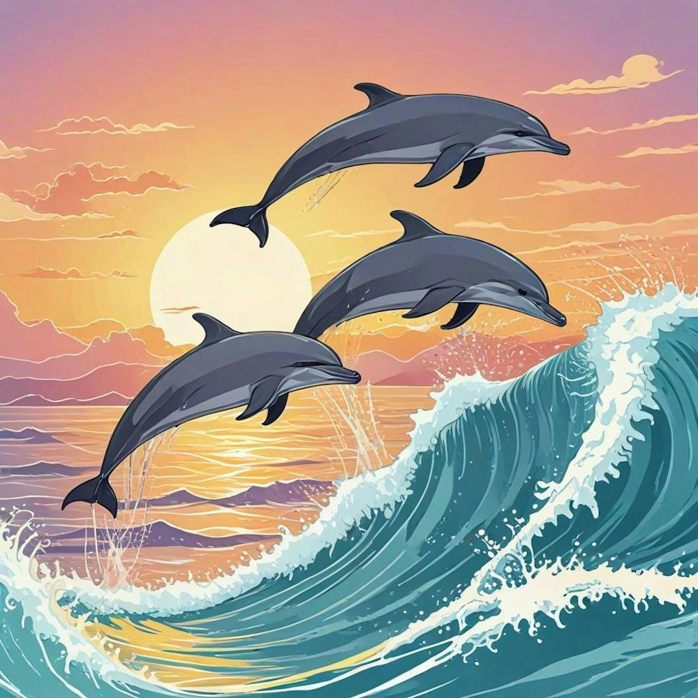 Sunset With Dolphin (1)