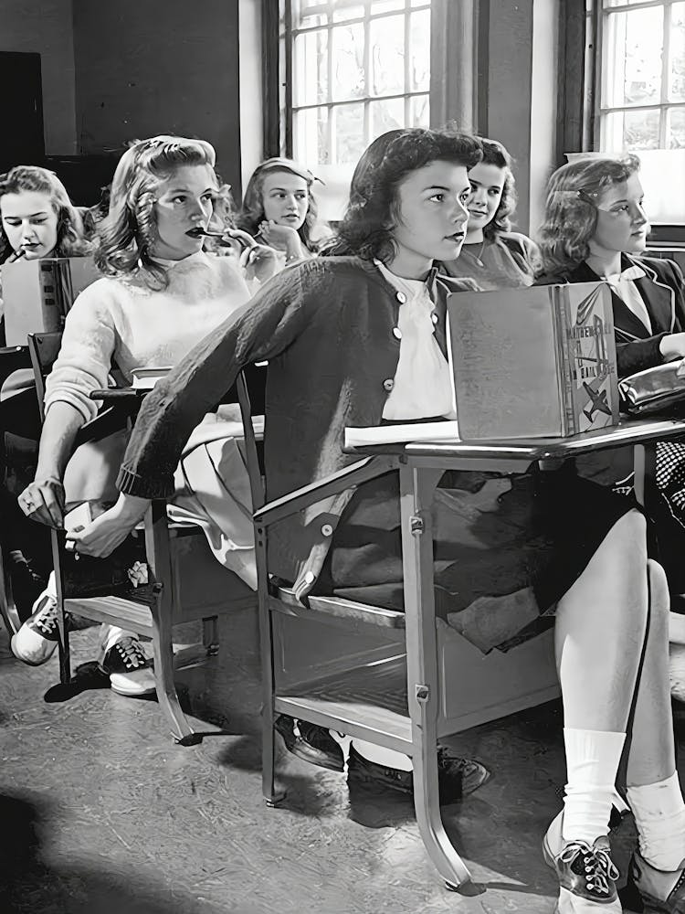 Passing Notes In Classroom Wall Art, Vintage High School 1940s, Funny Teen Print, Black And White Print, Retro Poster, Dorm Room Wall Decor