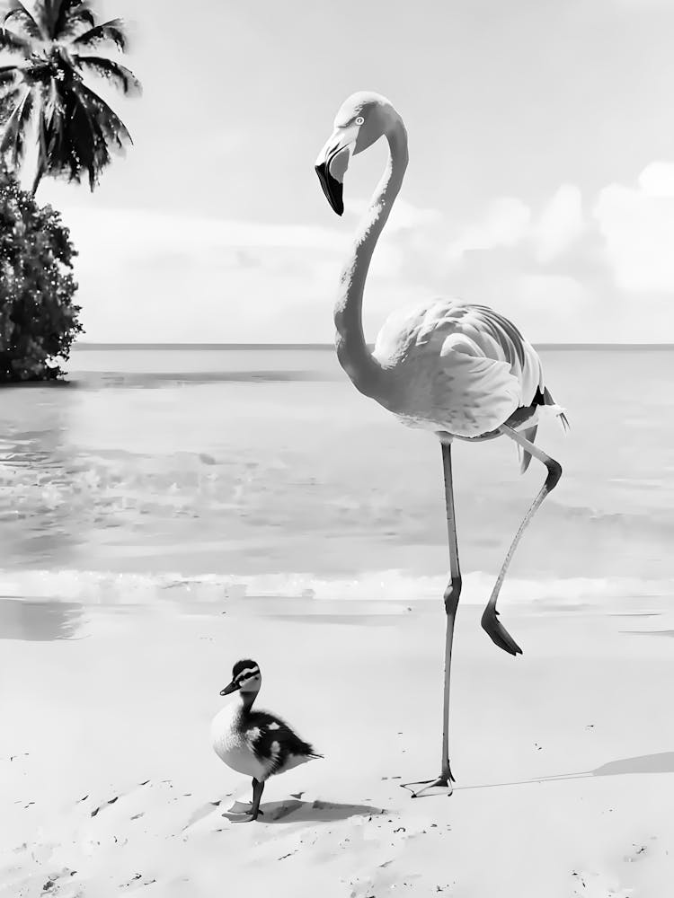 Flamingo And Duck