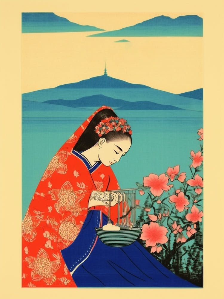 Île d'Ishigaki, Japon Art de voyage vintage 1
