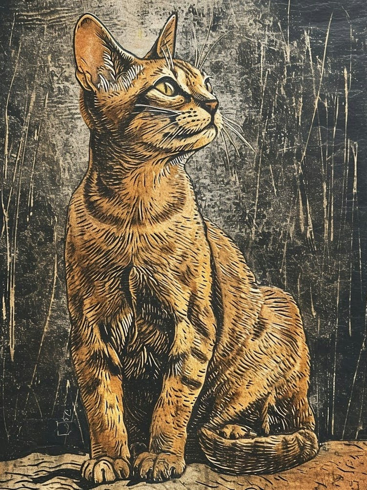 Egyptian Mau Cat Relief Illustration 4