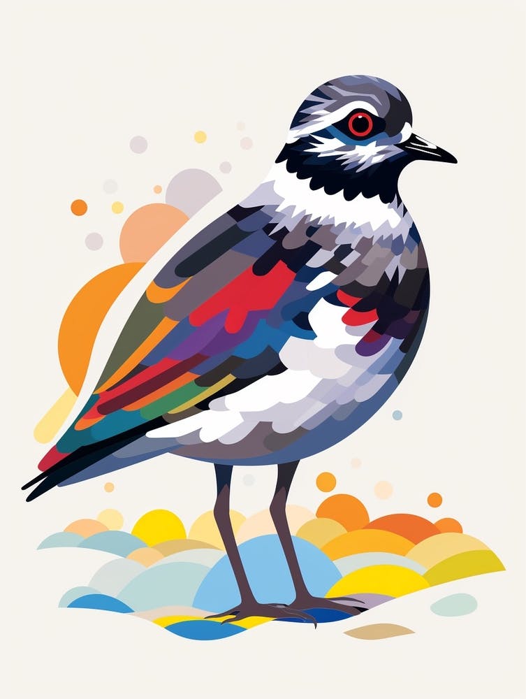 Colourful Geometric Bird Grey Plover 2