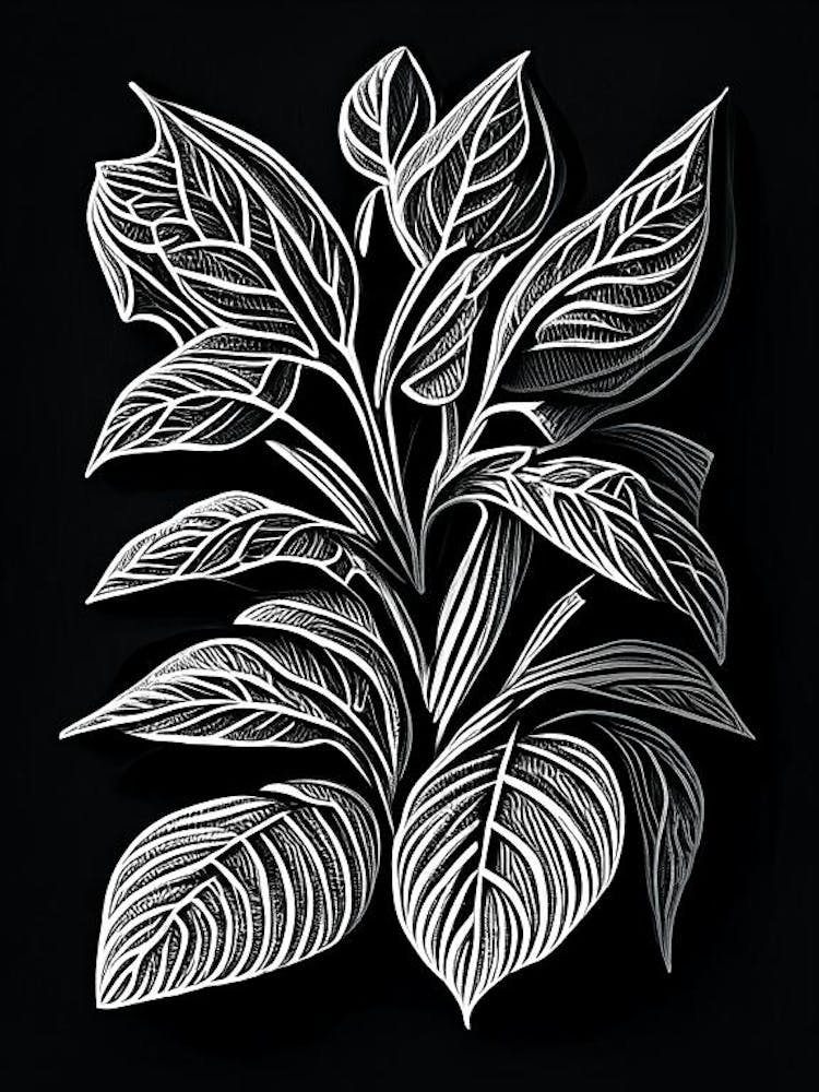 Spearmint Leaf Linocut 2
