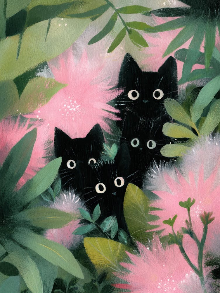 Black Cats In Pink