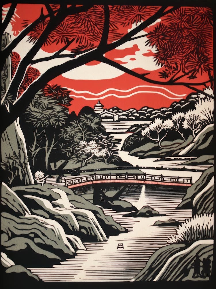 Japan Linocut Illustration Style 3
