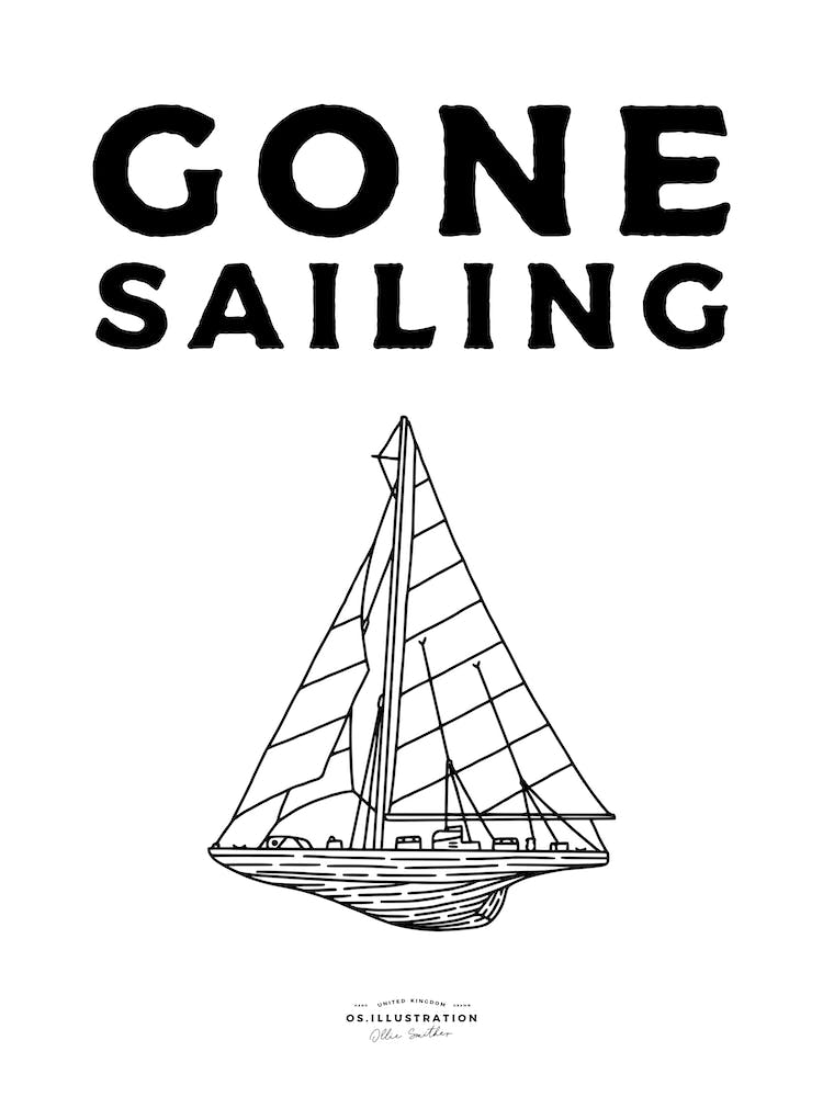Gone Sailing Fineline Illustration Poster