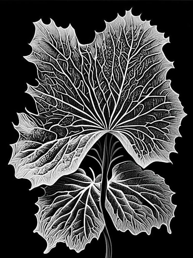 Malva Leaf Linocut 1